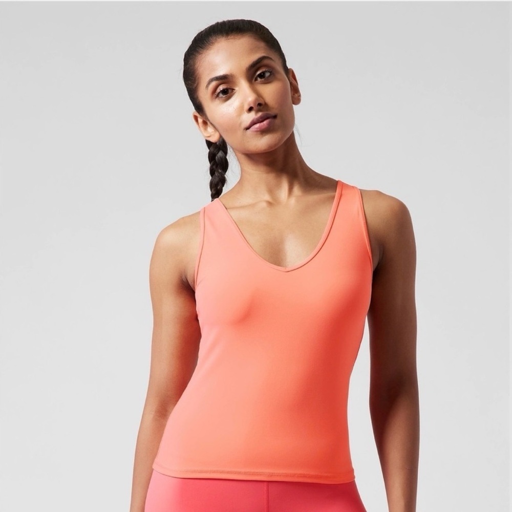 Athleta Transcend Vitafree Yoga Tank Top - Sunset Glow Peach